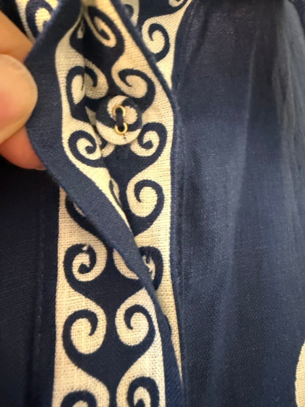 Alemais Oceane Mini Dress Navy Floral Linen Puff Sleeve Dress - Picture 9 of 12
